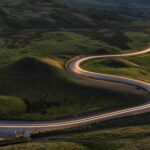 Bright road through a valley