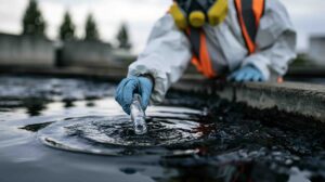 Person testing water